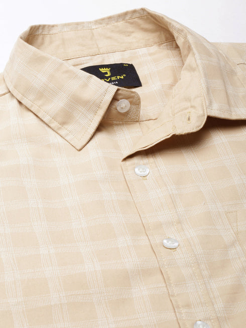 Beige Checks Full Sleeves Shirt